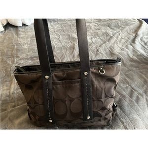 Authentic Coach Kyra Women's Black Monogram Signature Shoulder Bag Purse Tote